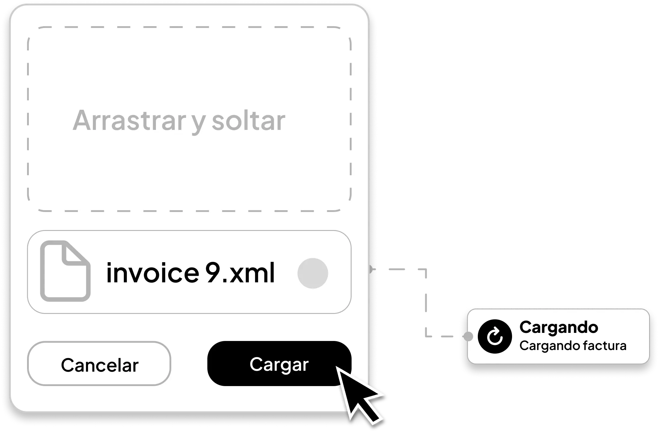 Funcionalidad de arrastrar y soltar en Procesa Contable para cargar facturas